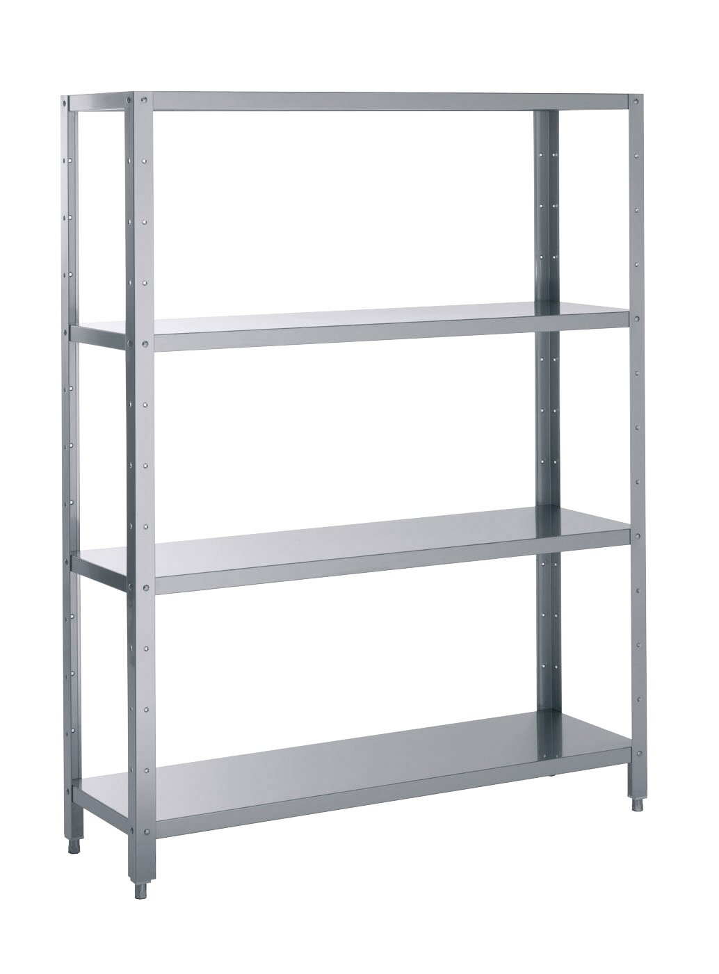 Edelstahl-Regal 4 glatte Abstellflächen 1200 x 480 x 2000 mm