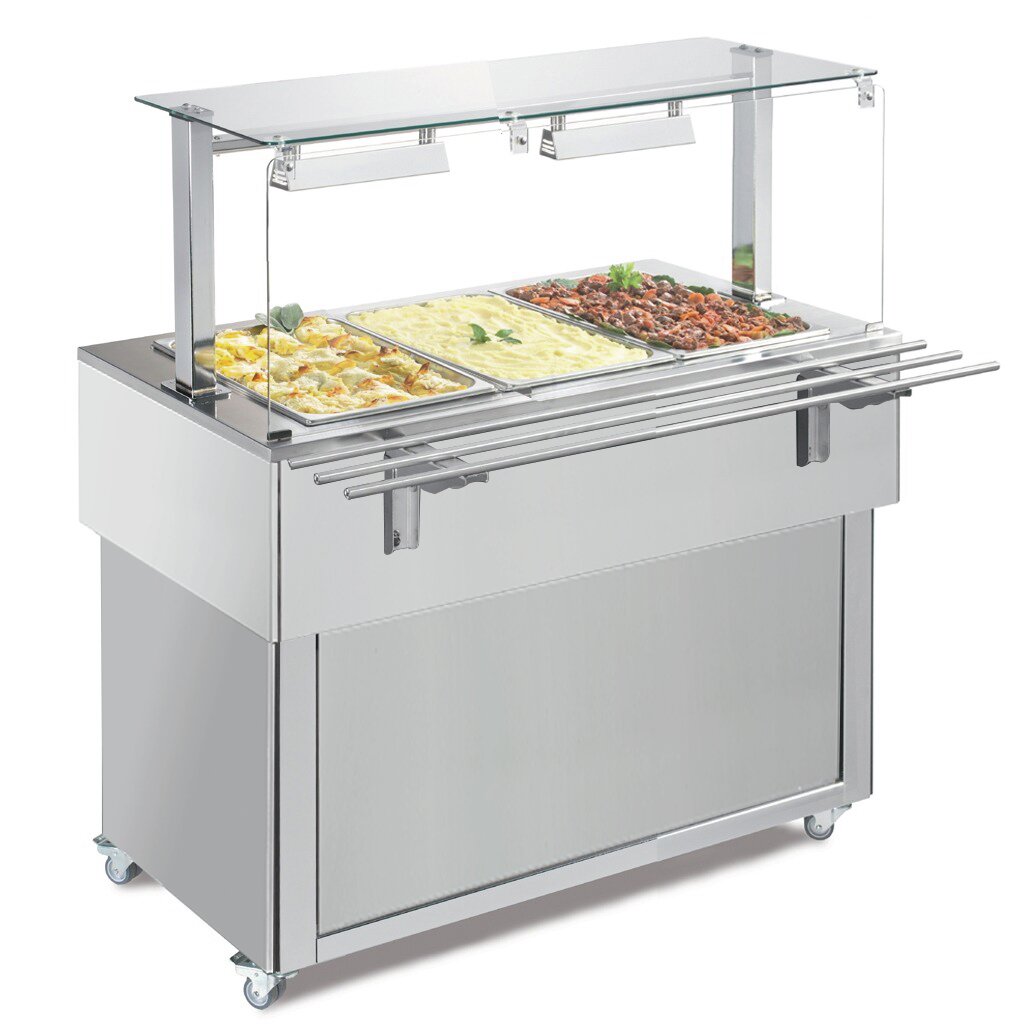 Ausgabe-Element Bain-Marie Wanne 1169 mm GN 3/1 Vollverkleidung RAL/Edelstahl