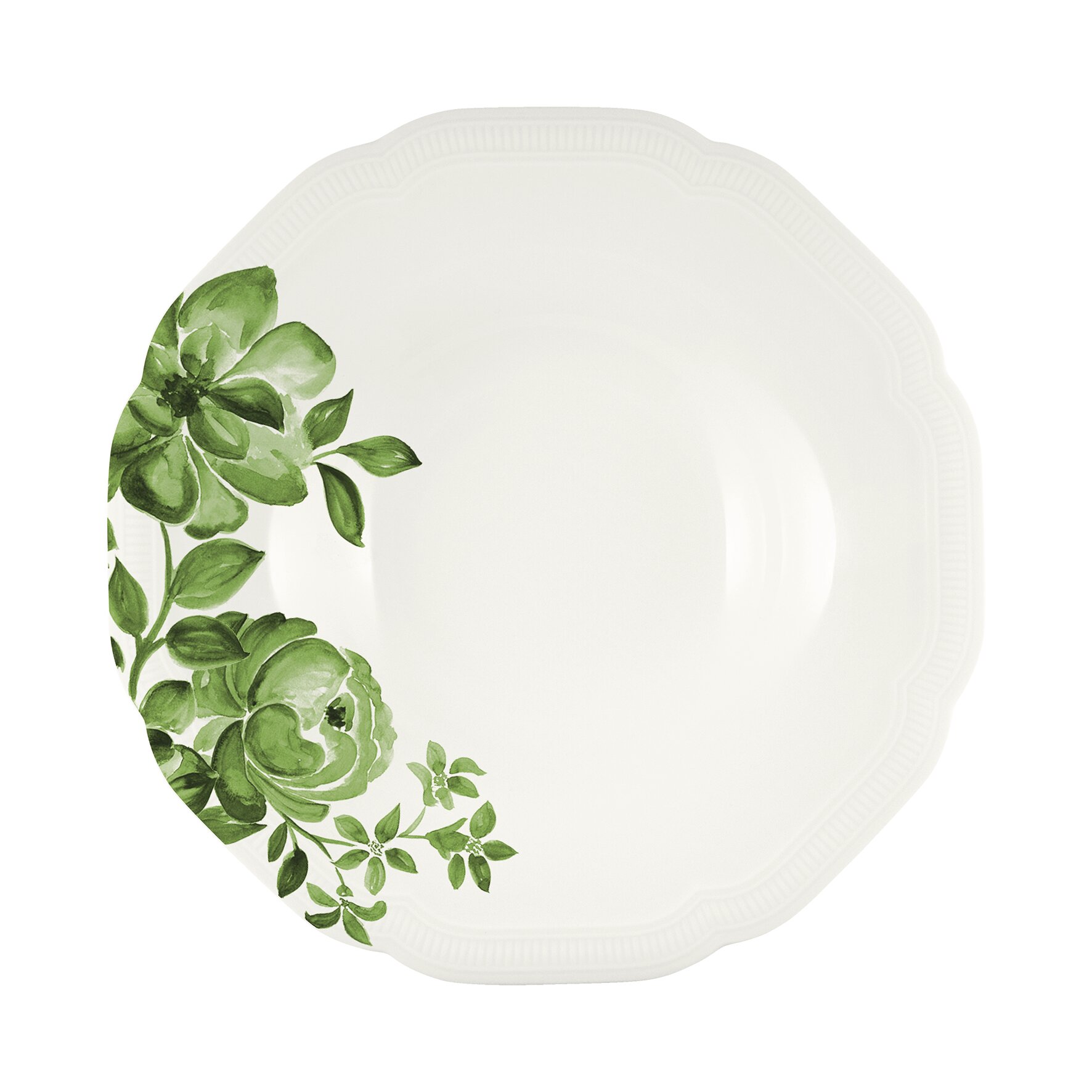 Floral Charm, Coupteller tief rund mit Relief ø 241 mm / 0,64 l green