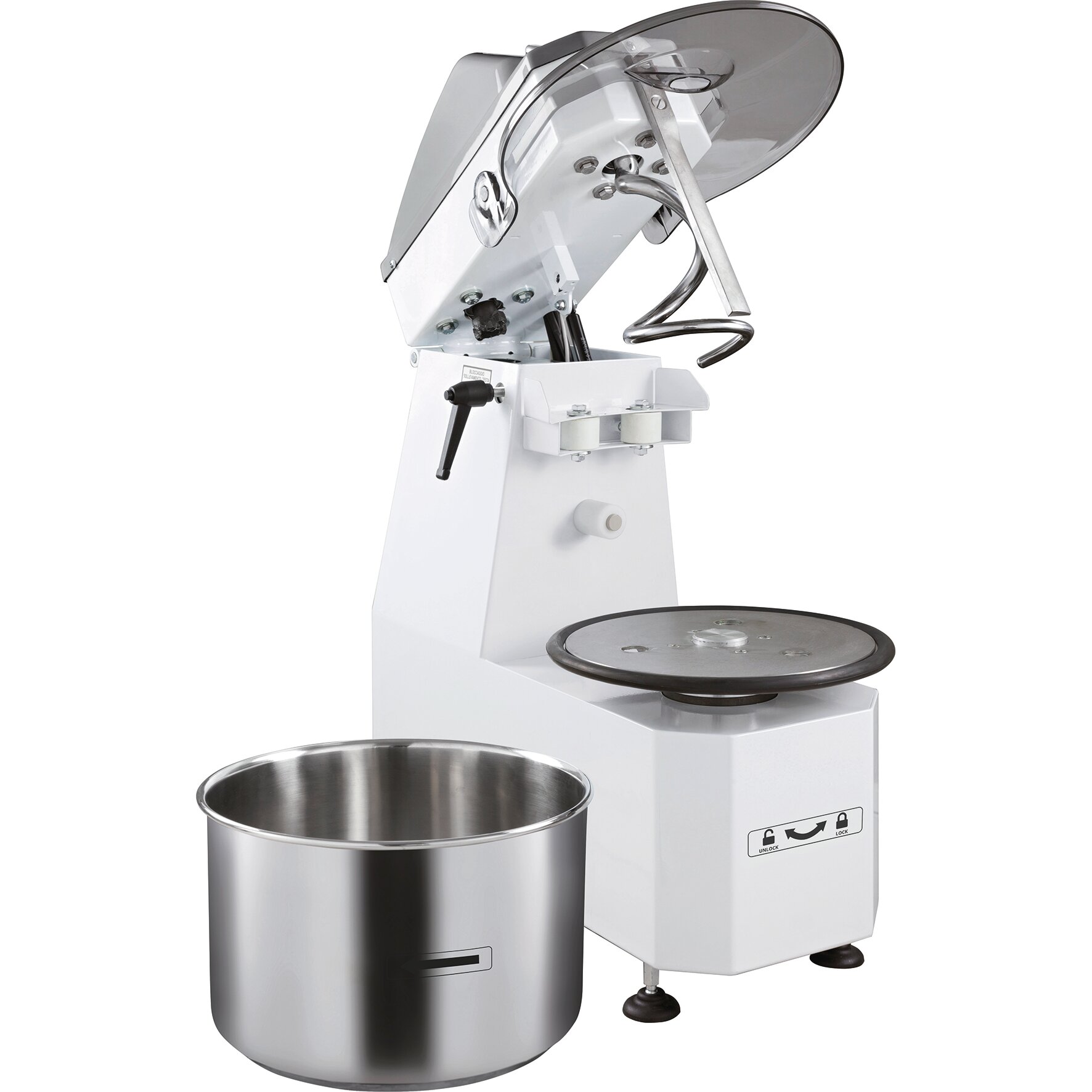 Teigknetmaschine für 12 kg / 16 l, mit anhebbarem Kopf + herausnehmbarer Wanne